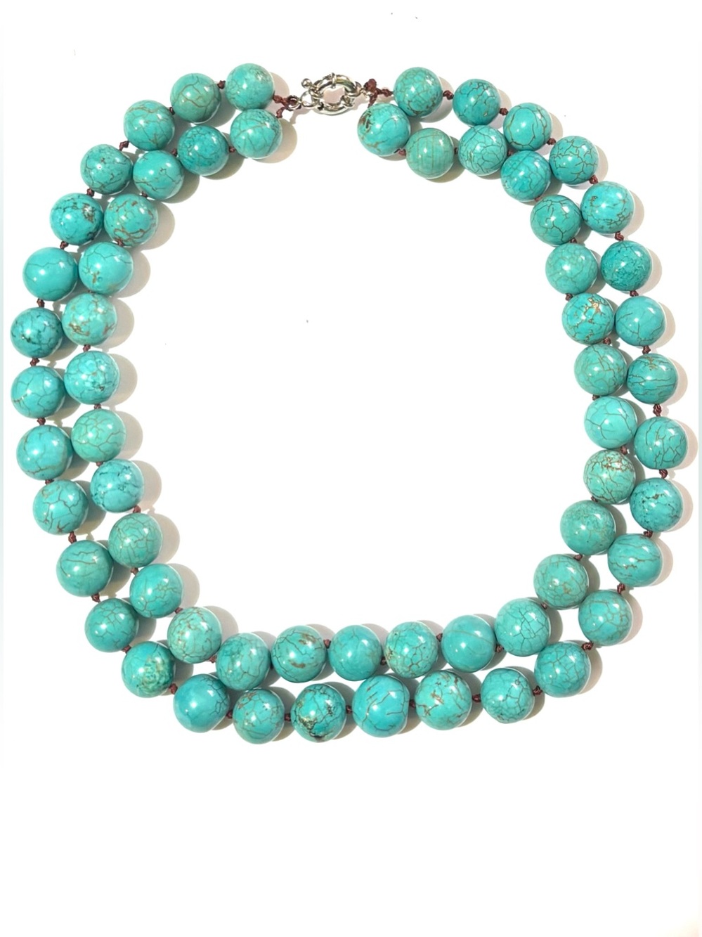 Handmade Turquoise Double-Strand Beaded Necklace